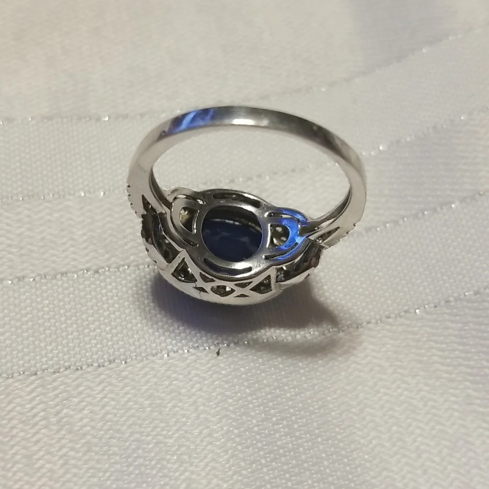 SAPPHIRE RING Sz 6 Oval 5.10 Carats 9x11mm in 925 Sterling Silver NWOT